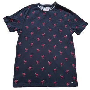 NWT MENS DENIM & FLOWER FLAMINGO SANTA HAT CHRISTMAS SHIRT MEDIUM